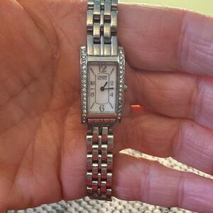 Citizen eco drive tank silver tone Watch with Crystal Accents